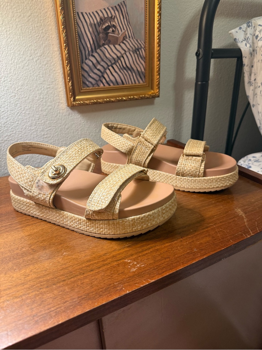 Woven Platform Sandals in Natural Beige - Comfortable Summer Style